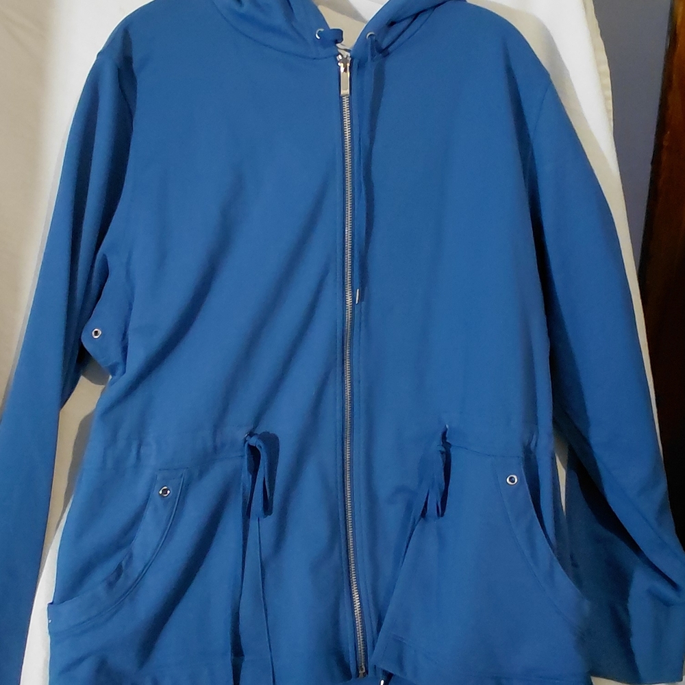 Jones New York Blue and White Zebra Print Lightweight Jacket